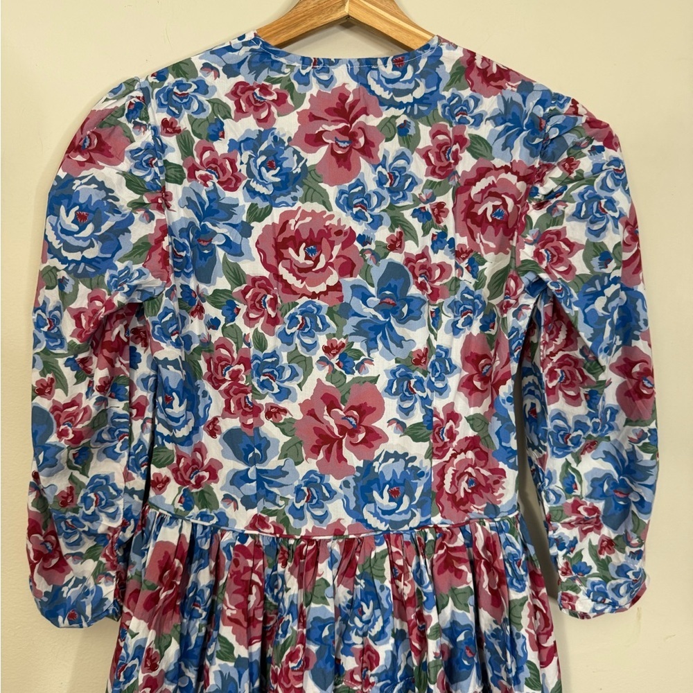 Batsheva Floral Print Cotton Poplin Embroidered Maxi Dress Cottagecore Boho NEW - Picture 2 of 16